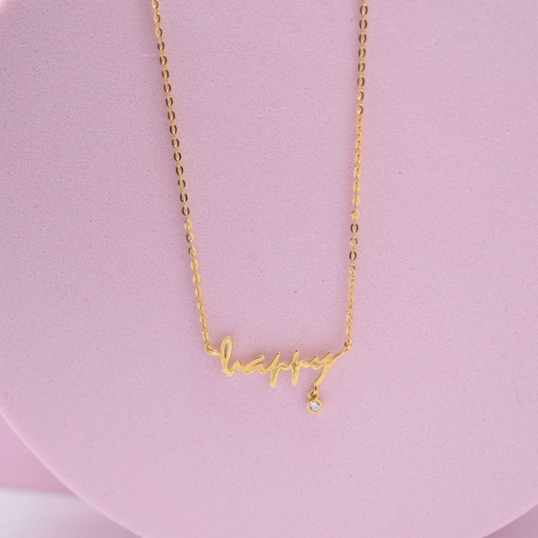 *SALE* Real 18K Yellow Gold - Happy  Necklace