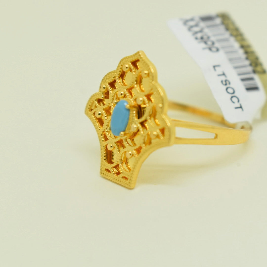 *NEW* 21K Yellow Gold - Arabic Shine Feroza Stone Ring