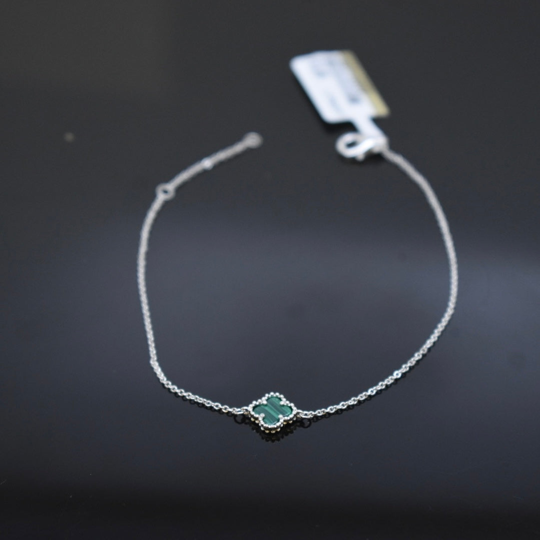 925 Sterling Silver - White SJVC Mini Green Bracelet