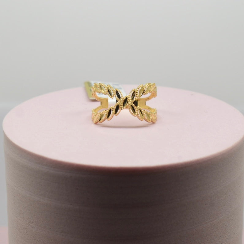 *TRENDING* Real 18K Yellow Gold - Leaf X Ring