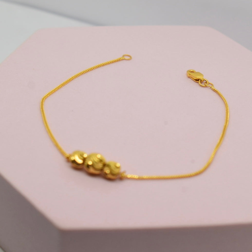 *NEW* 21K Yellow Gold - Arabic Cut Ball Bracelet