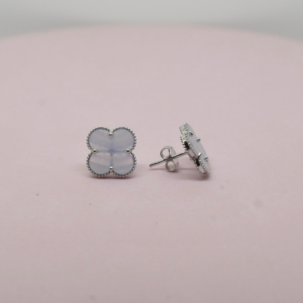 Real 18K White Gold - SJVC Chalcedony Earring