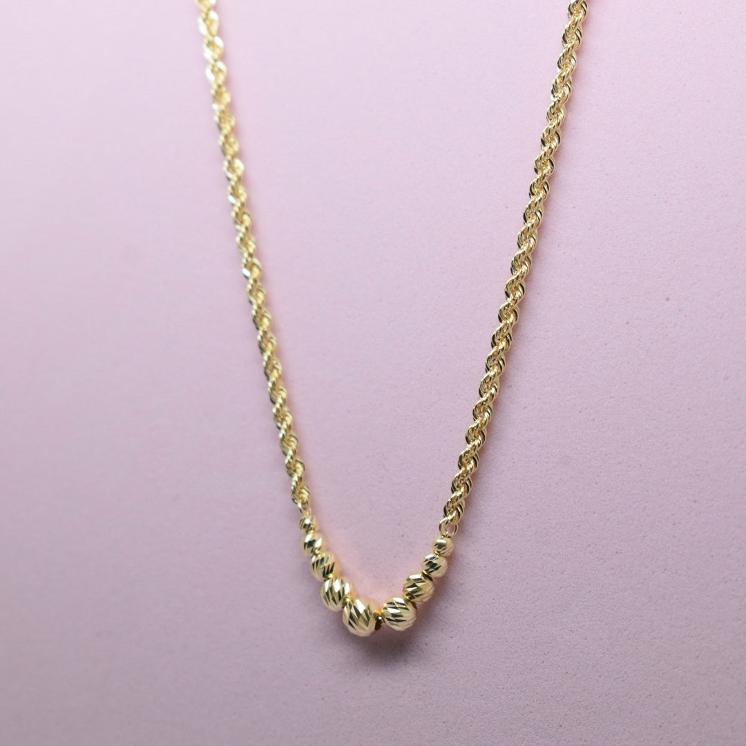 *LIMITED* 18K Gold - Rope Cut Ball Necklace