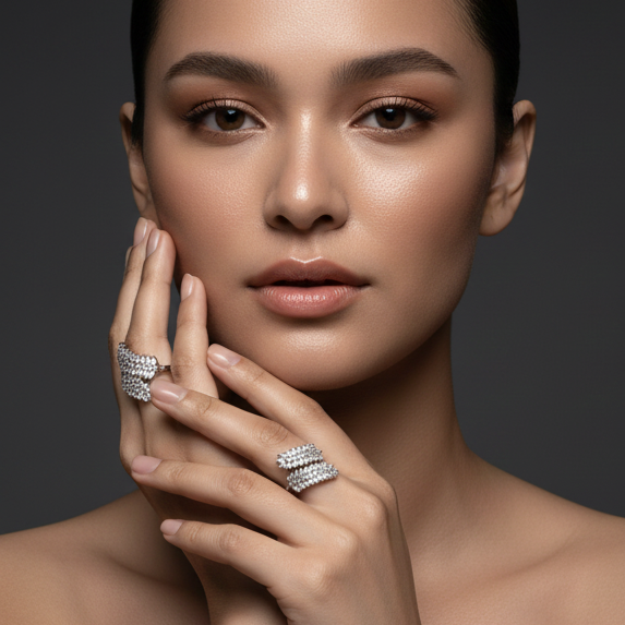 Fine 925 Sterling Silver - Leaf Stone Ring