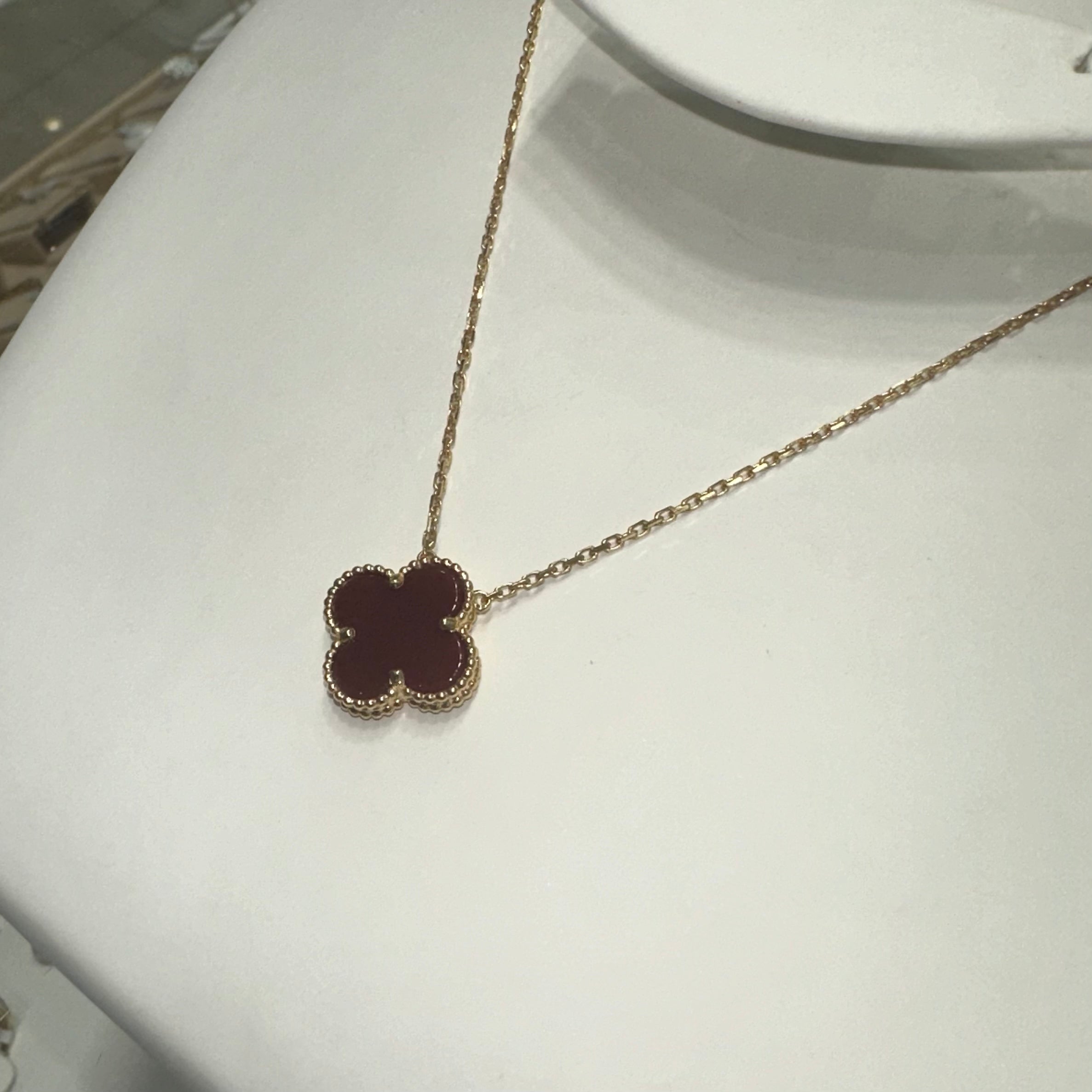 Real 18K Yellow Gold - SJVC 14mm Red Necklace