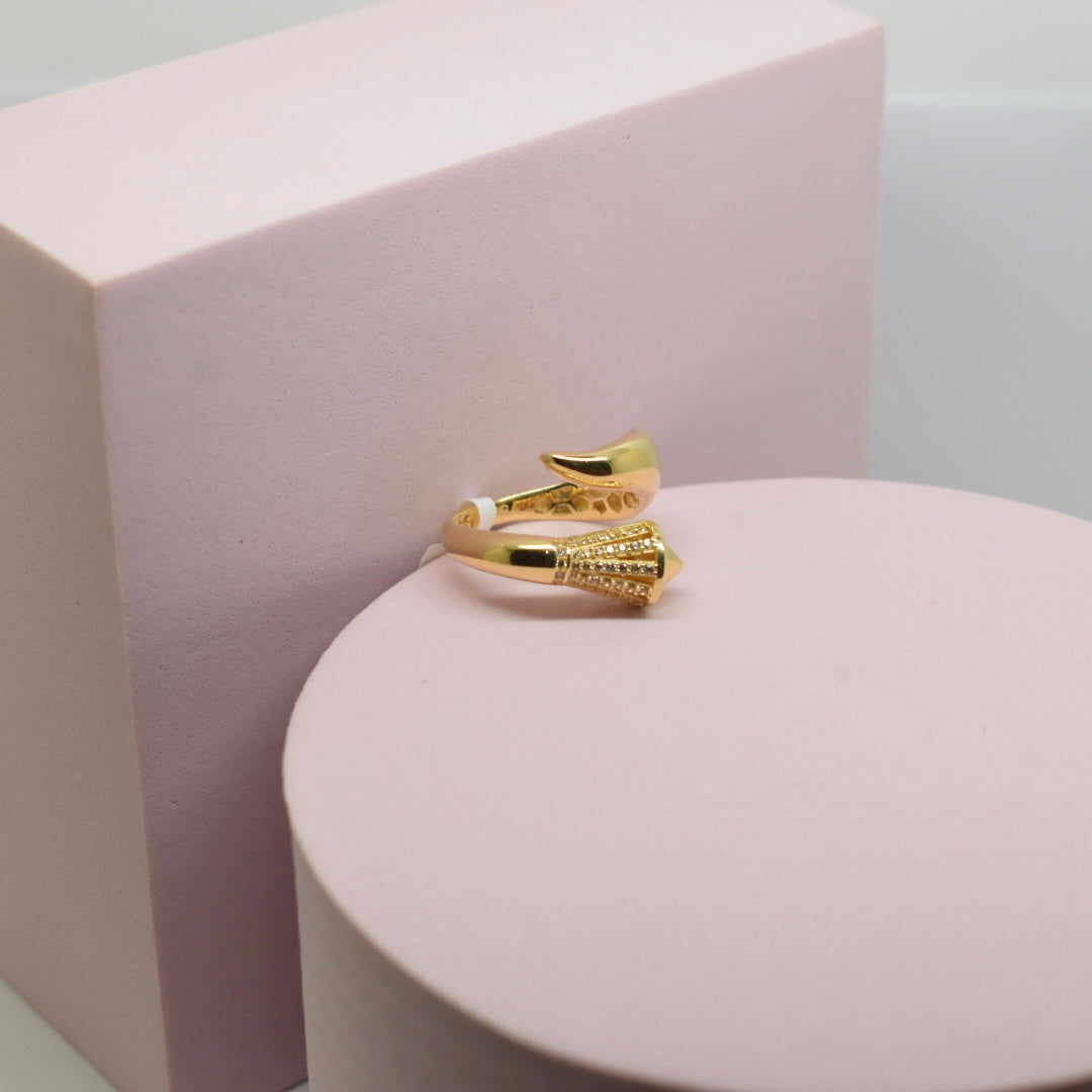 *LIMITED* Real 18K Gold - Thick Trendy Stone Ring