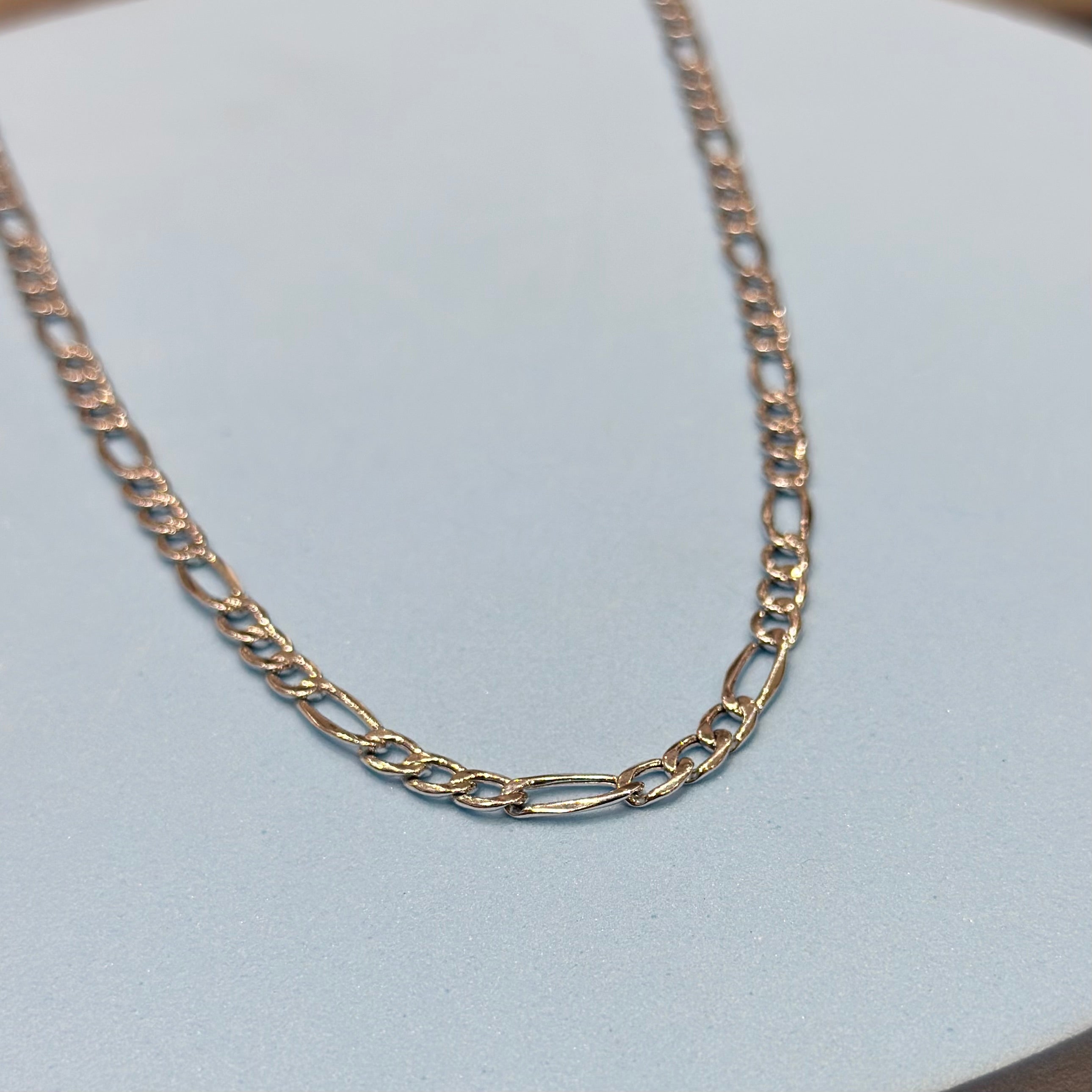 Real 18K White Gold - Figaro Chain