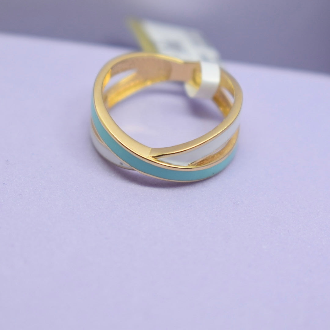 *SUMMER COLLECTION* 18K Gold - X Blue Enamel Ring