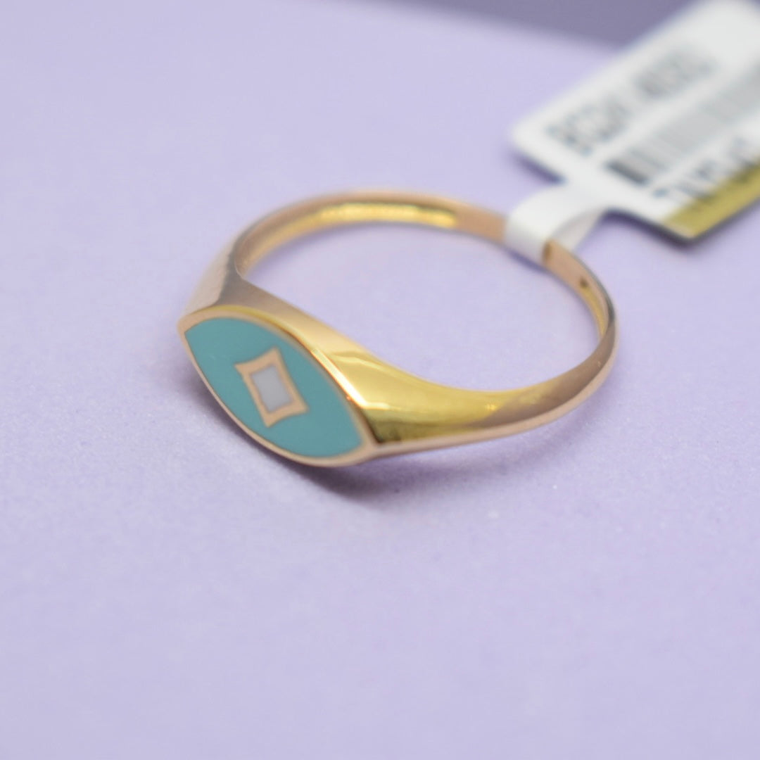 *SUMMER COLLECTION* 18K Gold - Light Blue Eye Enamel Ring