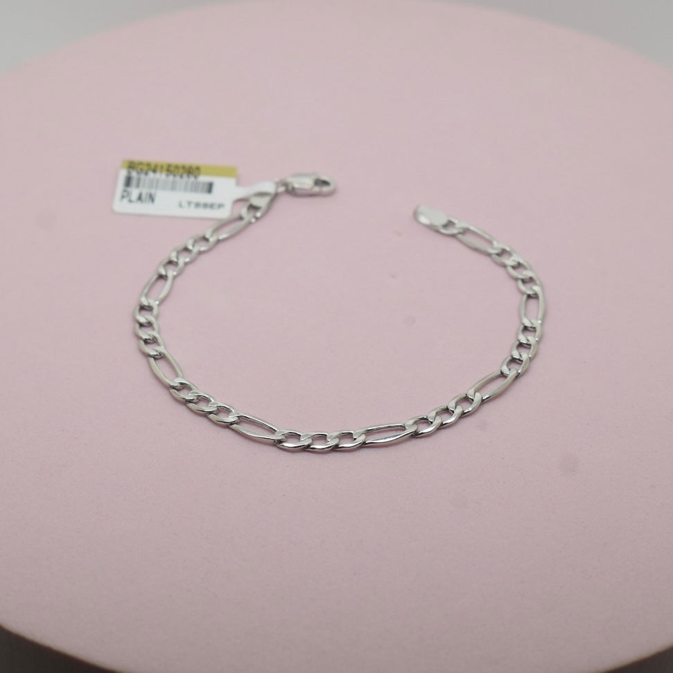 18K White Gold - Figaro Unisex Bracelet