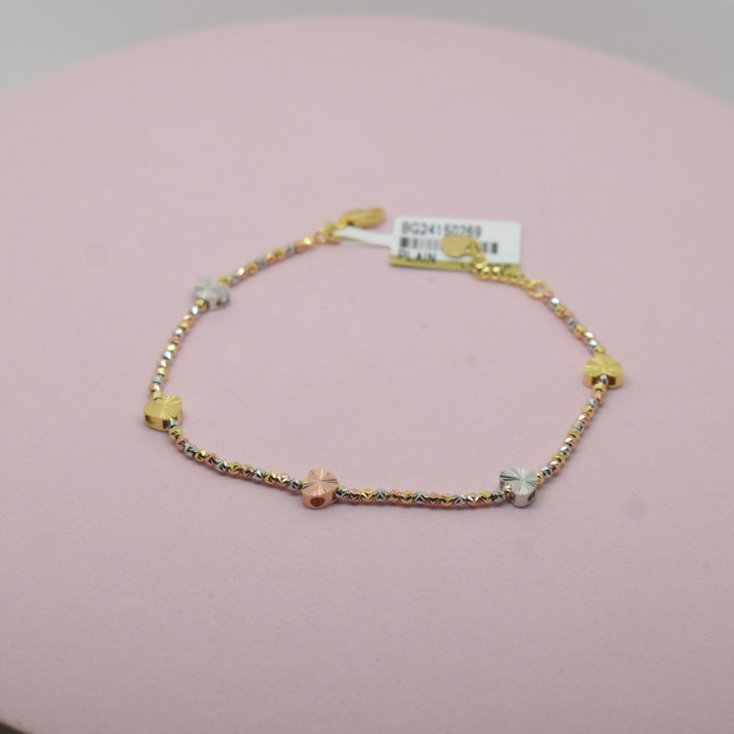 18K Gold - Multi Heart Color Bracelet