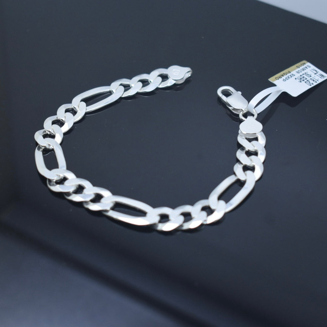 925 Sterling Silver - Medium Figaro Bracelet