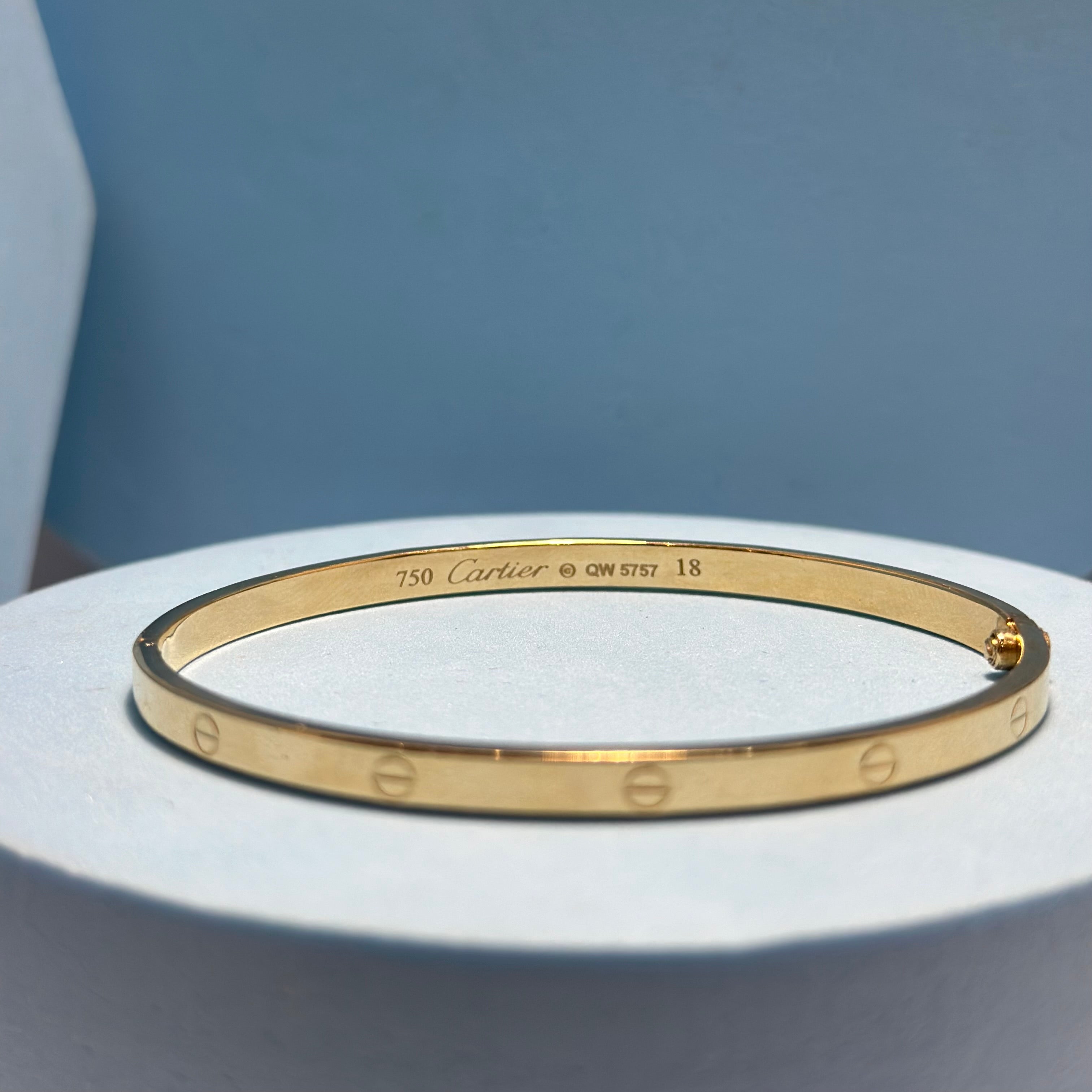 Real 18K Yellow Gold - SJCR Thin 1 Side Screw Love Bangle