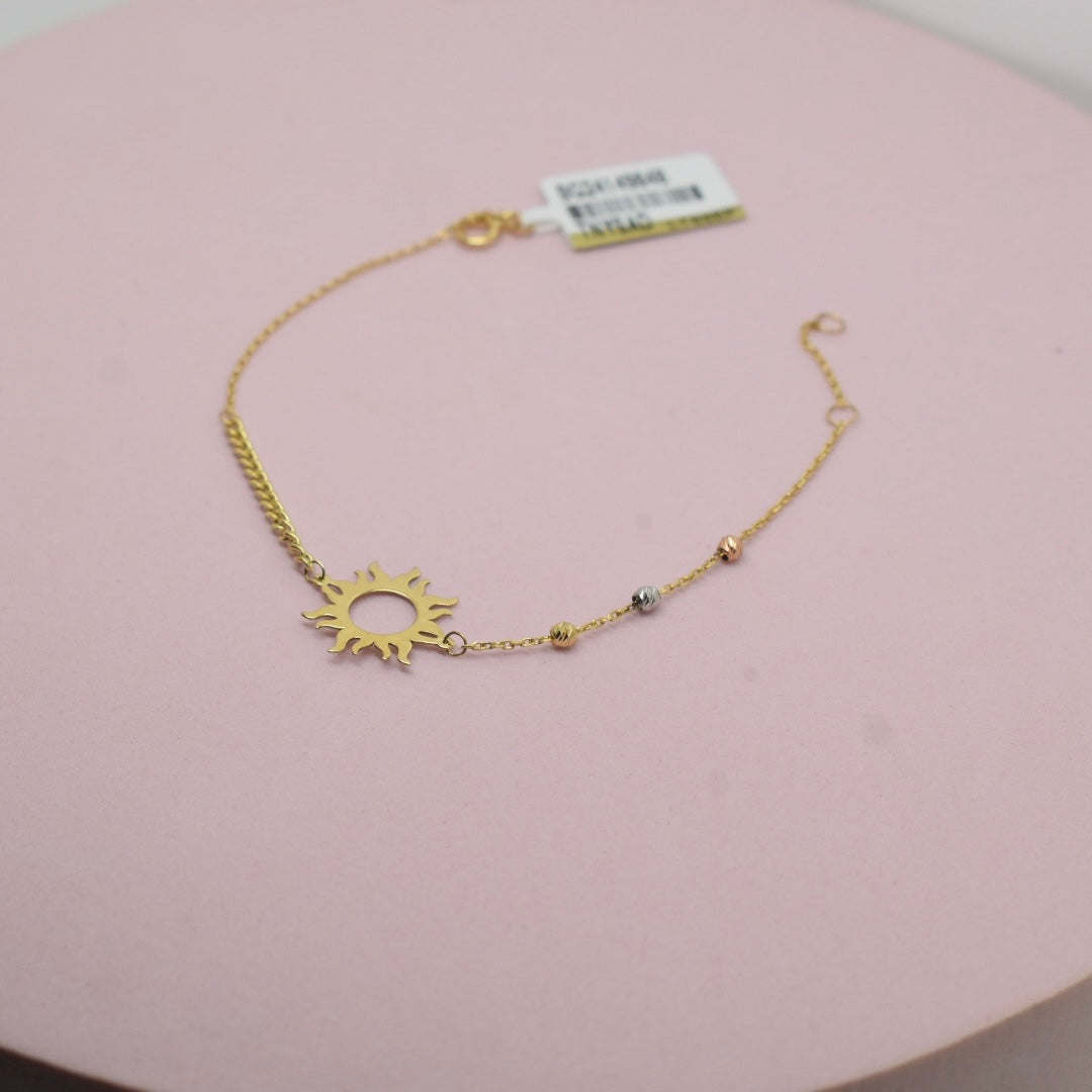 Real 18K Yellow Gold - Sun Ball Chain Bracelet