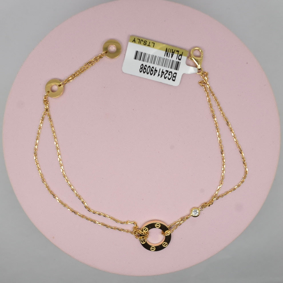 Real 18K Yellow Gold - SJCR Double Chain Bracelet