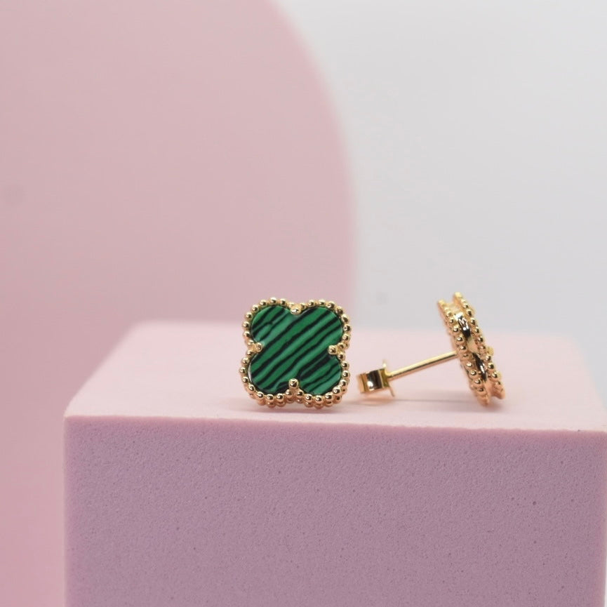 Real 18K Yellow Gold - SJVC 10mm Green Earring