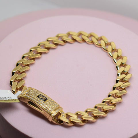 *NEW* Real 18K Yellow Gold - Monaco Classic 8mm Stone Bracelet