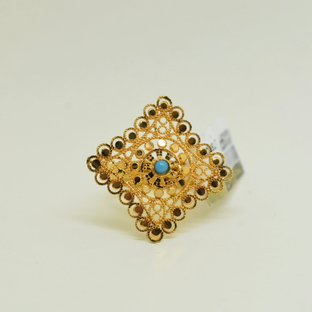 *NEW* 21K Yellow Gold - Arabic Feroza Stone Ring