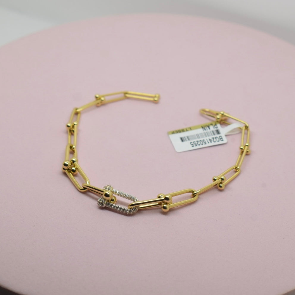 18K Gold - SJTFNY Thin Hardware Stone Bracelet