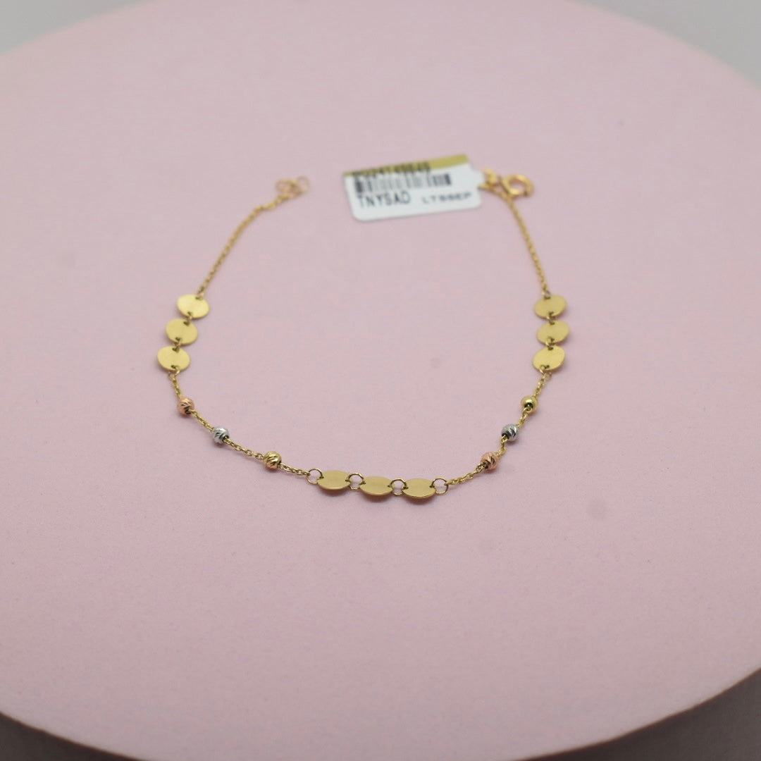 Real 18K Yellow Gold - Triple Circle Bracelet