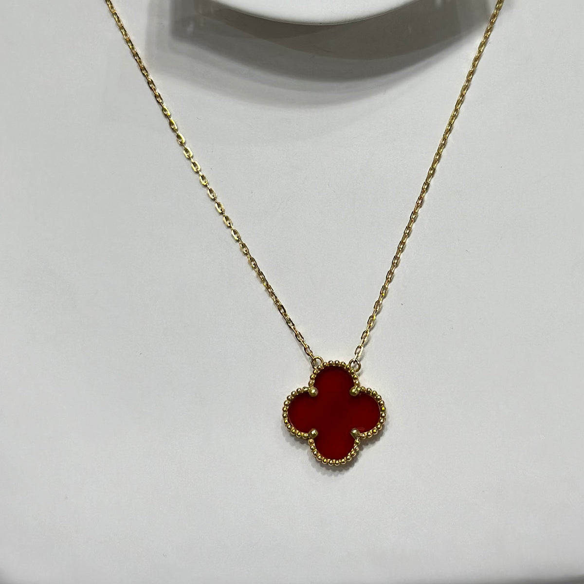 Real 18K Yellow Gold - SJVC 17mm Red Necklace