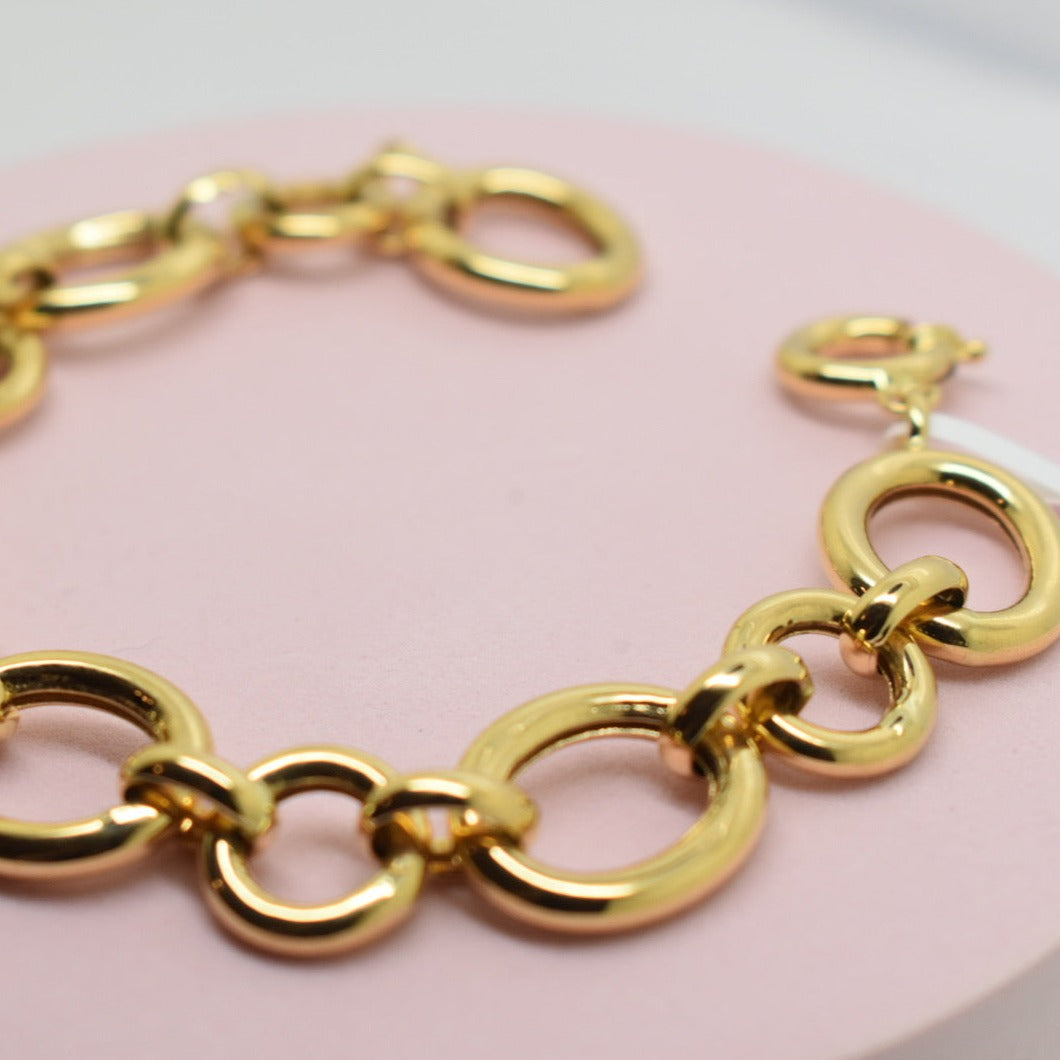 Real 18K Yellow Gold - Chunky Circles Bracelet