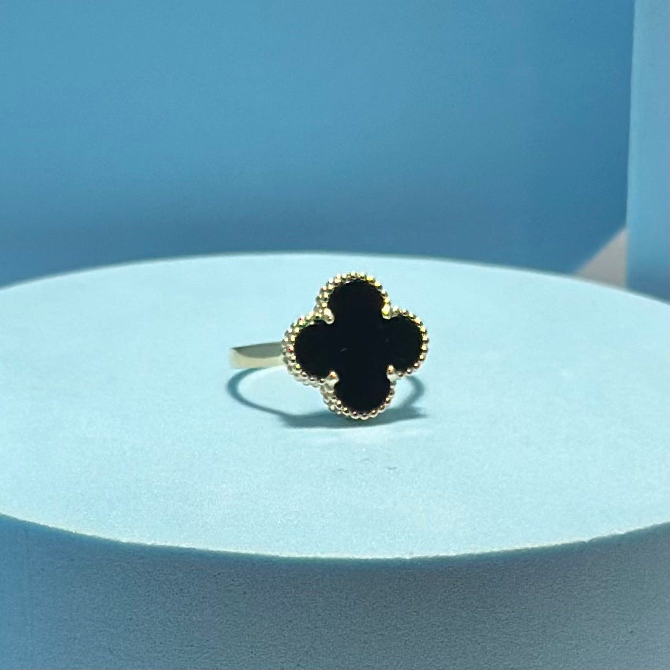 Real 18K Yellow Gold - SJVC Black 15mm Ring (Size 7.75)