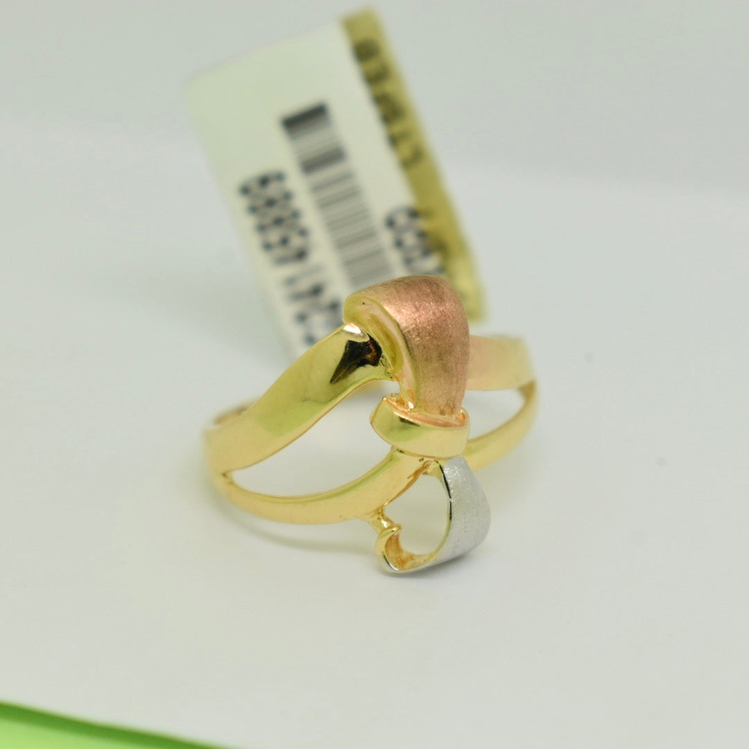 *LIMITED* Real 18K Yellow Gold - Tri Coloured Ribbon Ring