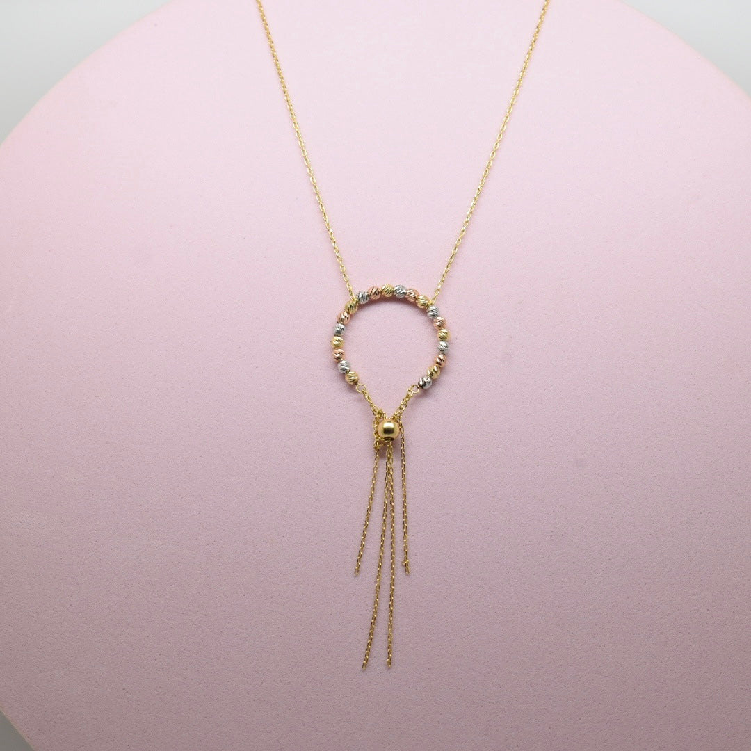 *LIMITED* 18K Gold - Circle Tri Color Ball Necklace