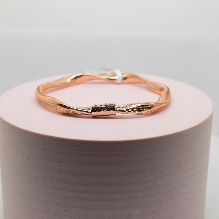 Real 18K Rose Gold - Twist Stretchable Bangle