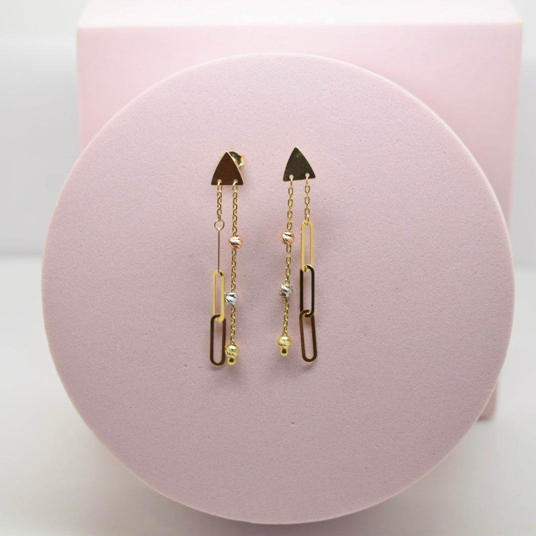 *LIMITED* Real 18K Gold - Double Paper Clip Ball Earrings