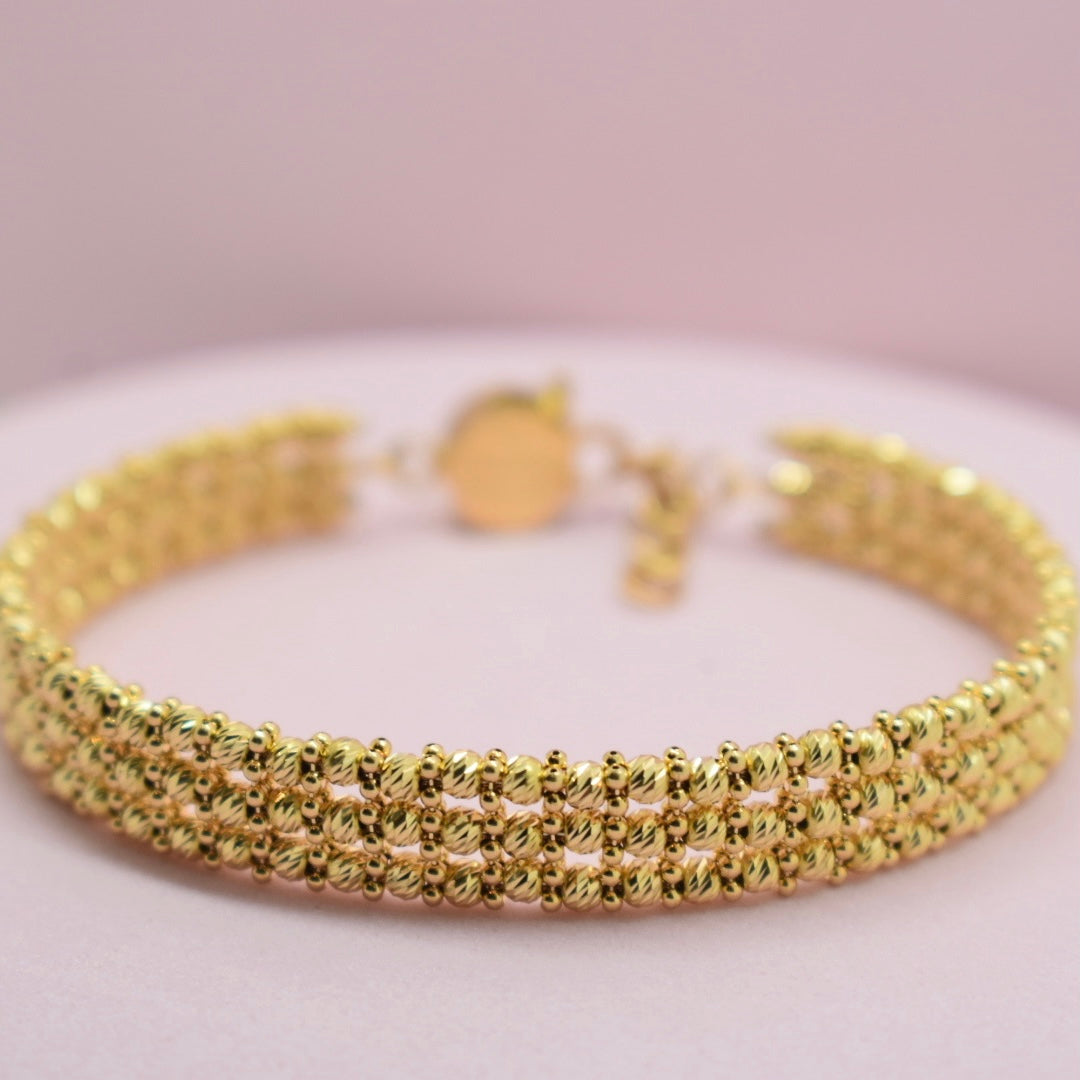 *LIMITED* 18K Gold - Dorica Triple Line Gold Color Bangle