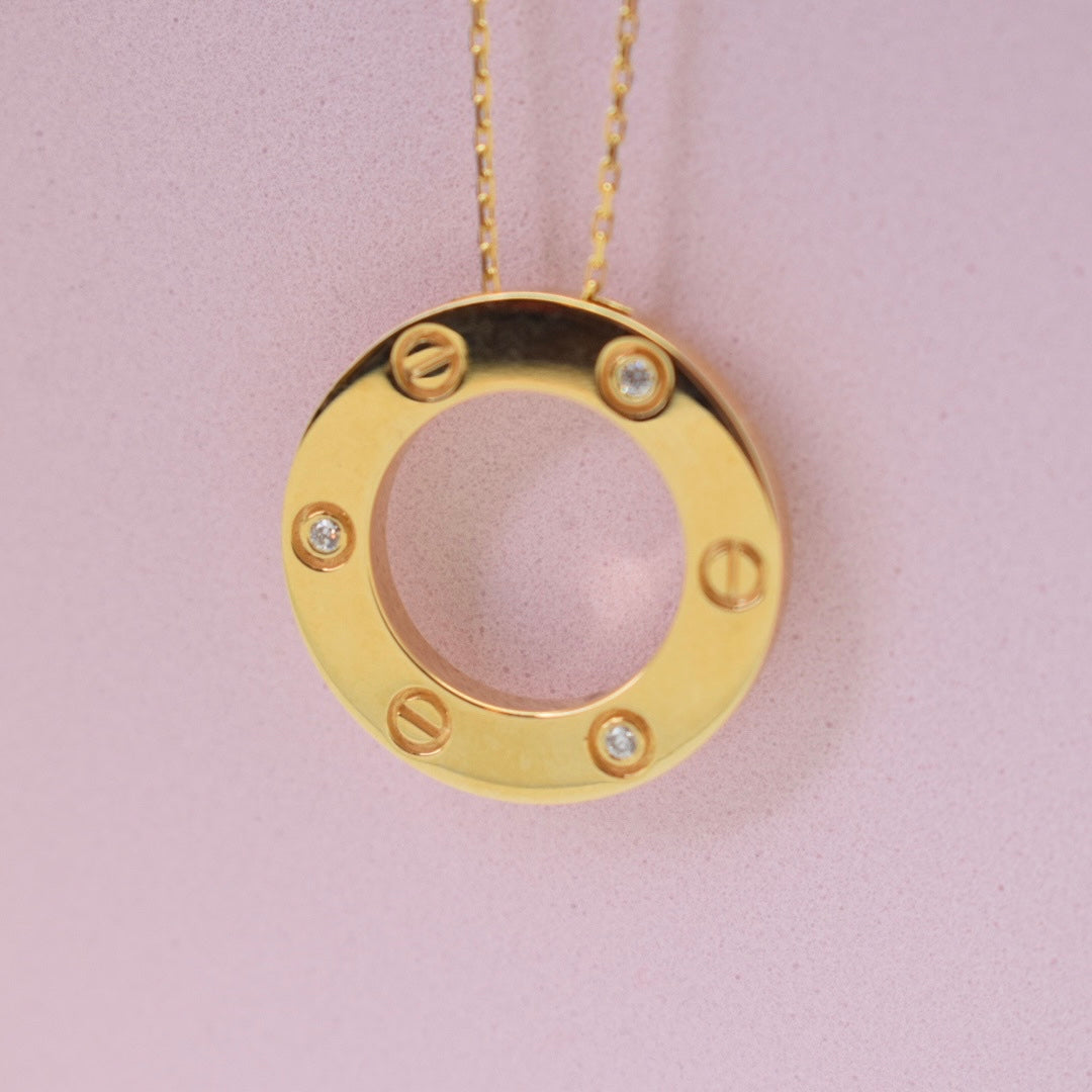 Real 18K Yellow Gold - SJCR Love Stone Necklace