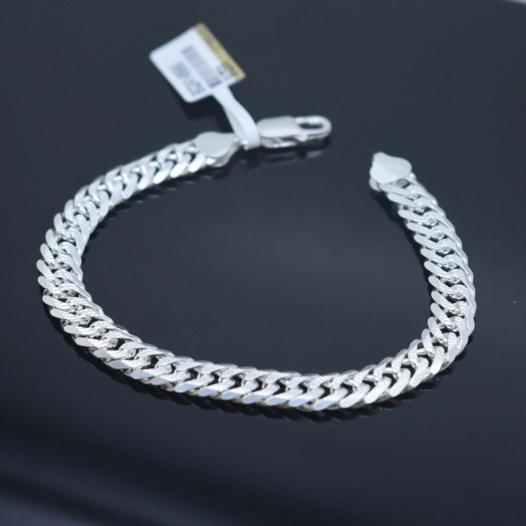 925 Sterling Silver - Medium Textured Curb Bracelet