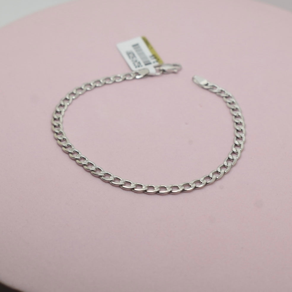 18K White Gold - Thin Unisex Curb Bracelet