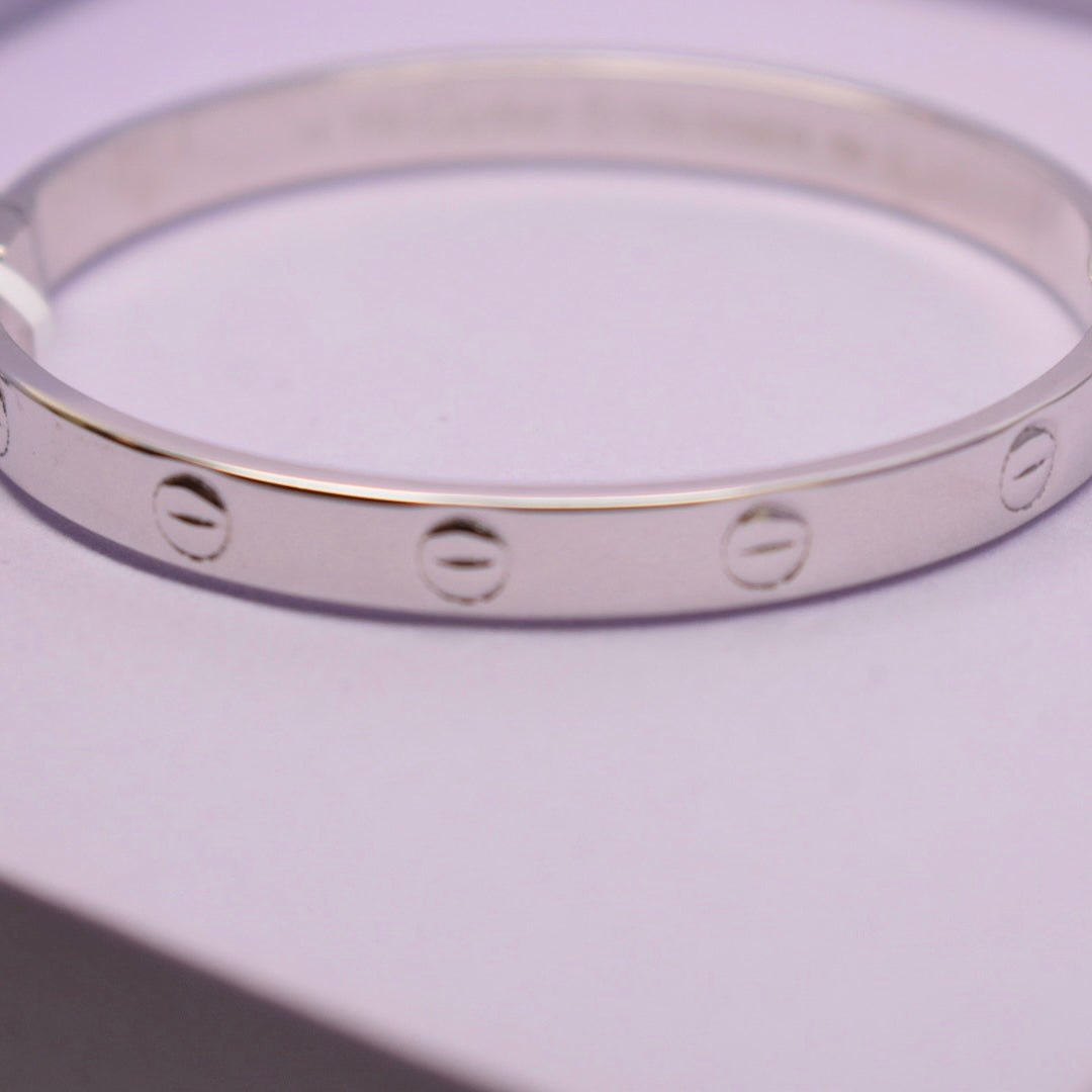 Real 18K White Gold - SJCR Hollow Spring Love Bangle