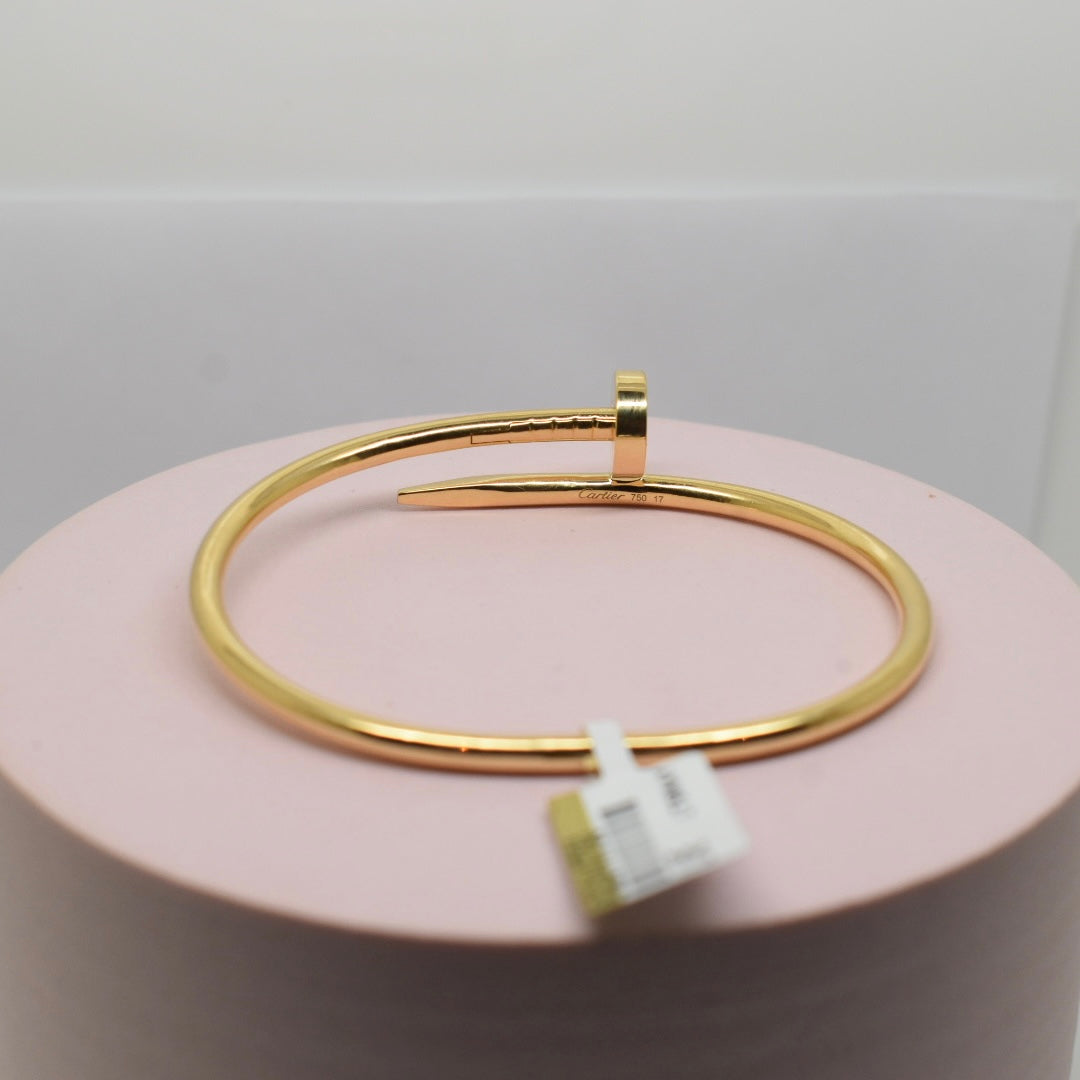 Real 18K Yellow Gold - Solid Nail Bangle