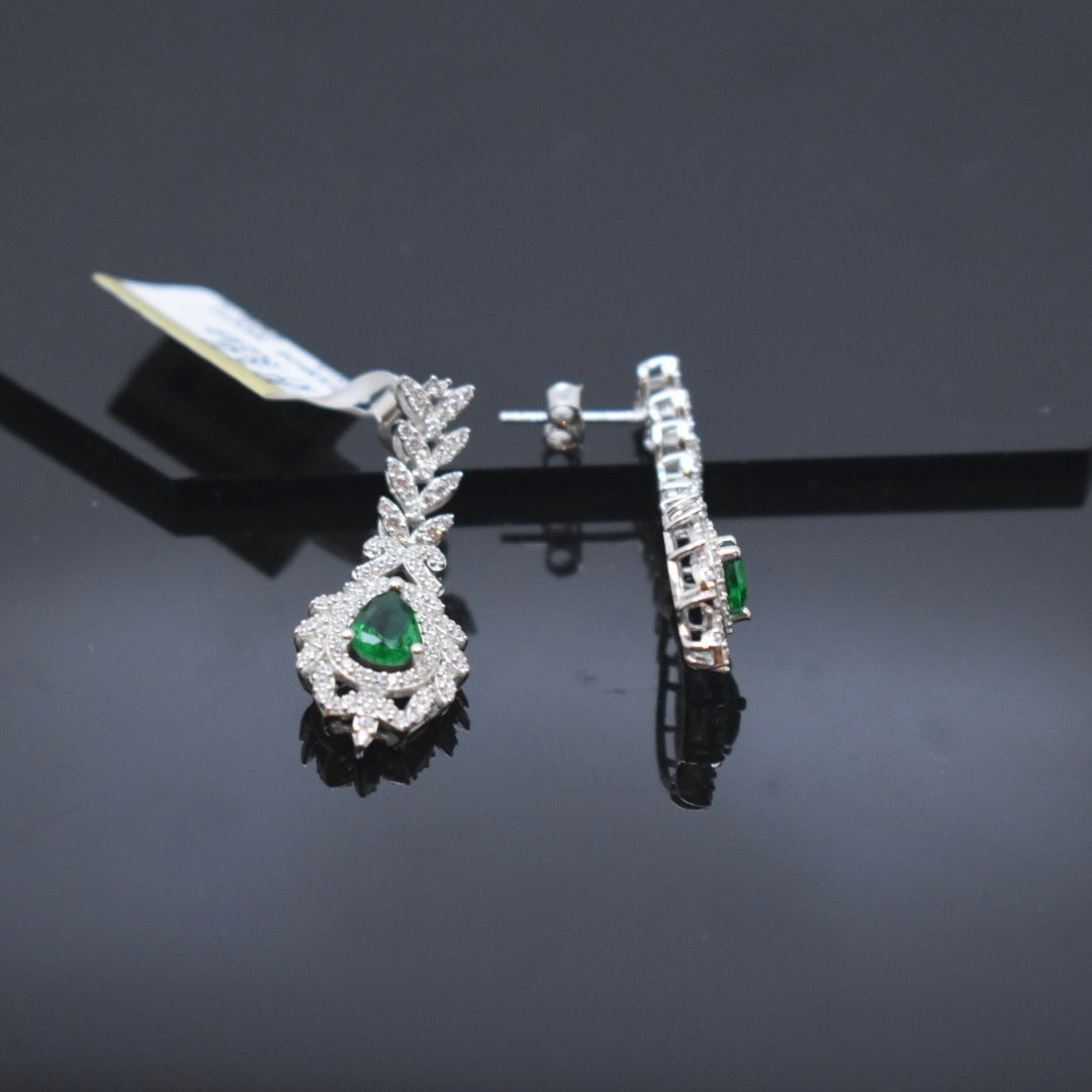 925 Sterling Silver - Green Zircon Necklace Set