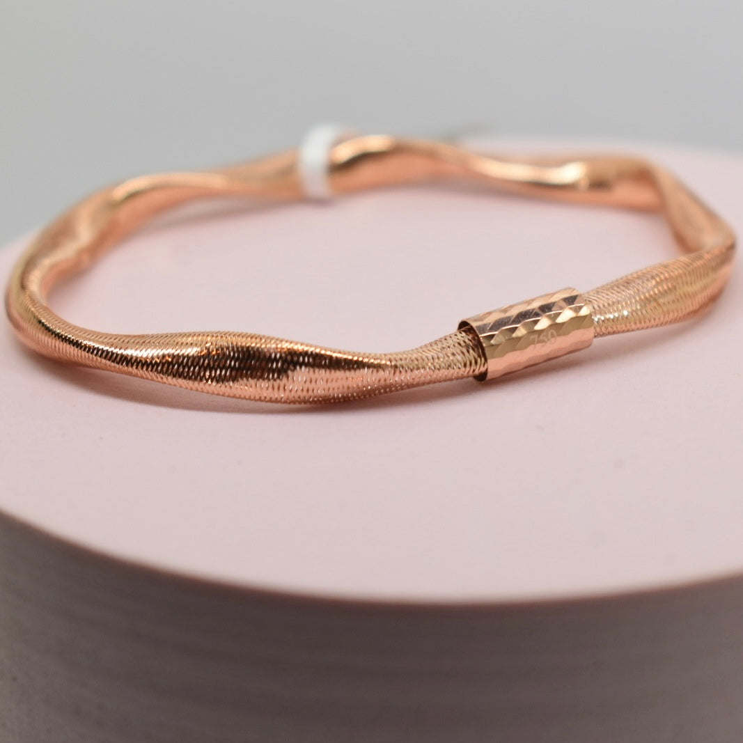 Real 18K Rose Gold - Twist Stretchable Bangle