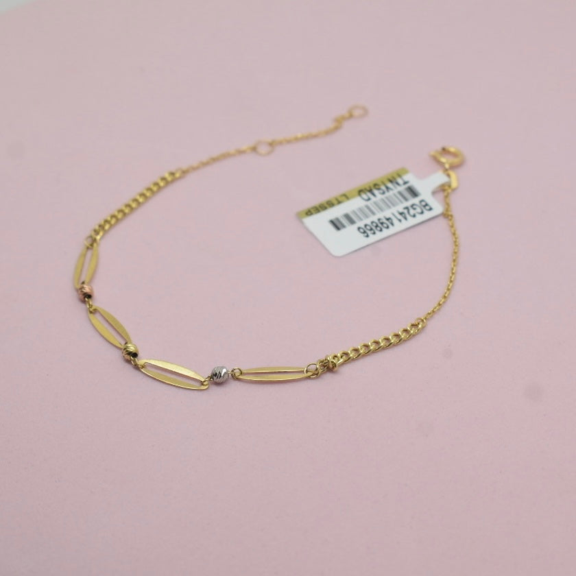 Real 18K Yellow Gold - Paper Clip Curb Bracelet