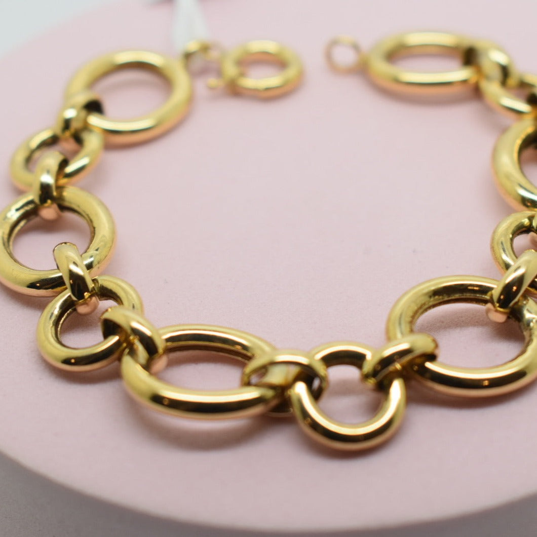 Real 18K Yellow Gold - Chunky Circles Bracelet