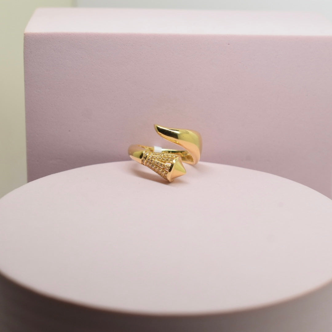 *LIMITED* Real 18K Gold - Thick Trendy Stone Ring