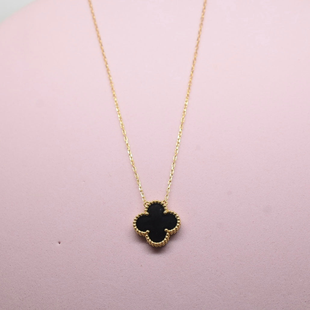 *Thin Light Weight* 18K Gold - SJVC Black Necklace