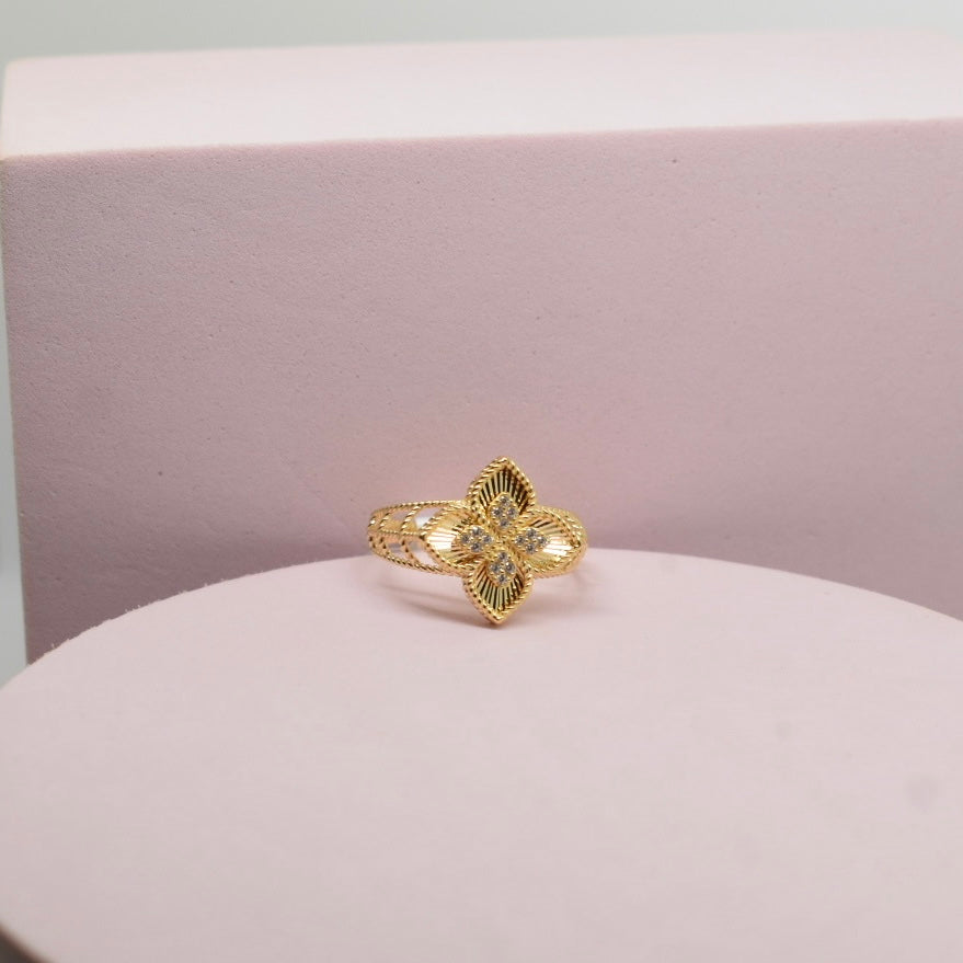 Real 18K Yellow Gold - SJRC Small Sunshine Gold Ring