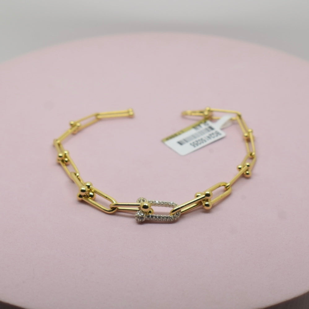 18K Gold - SJTFNY Thin Hardware Stone Bracelet