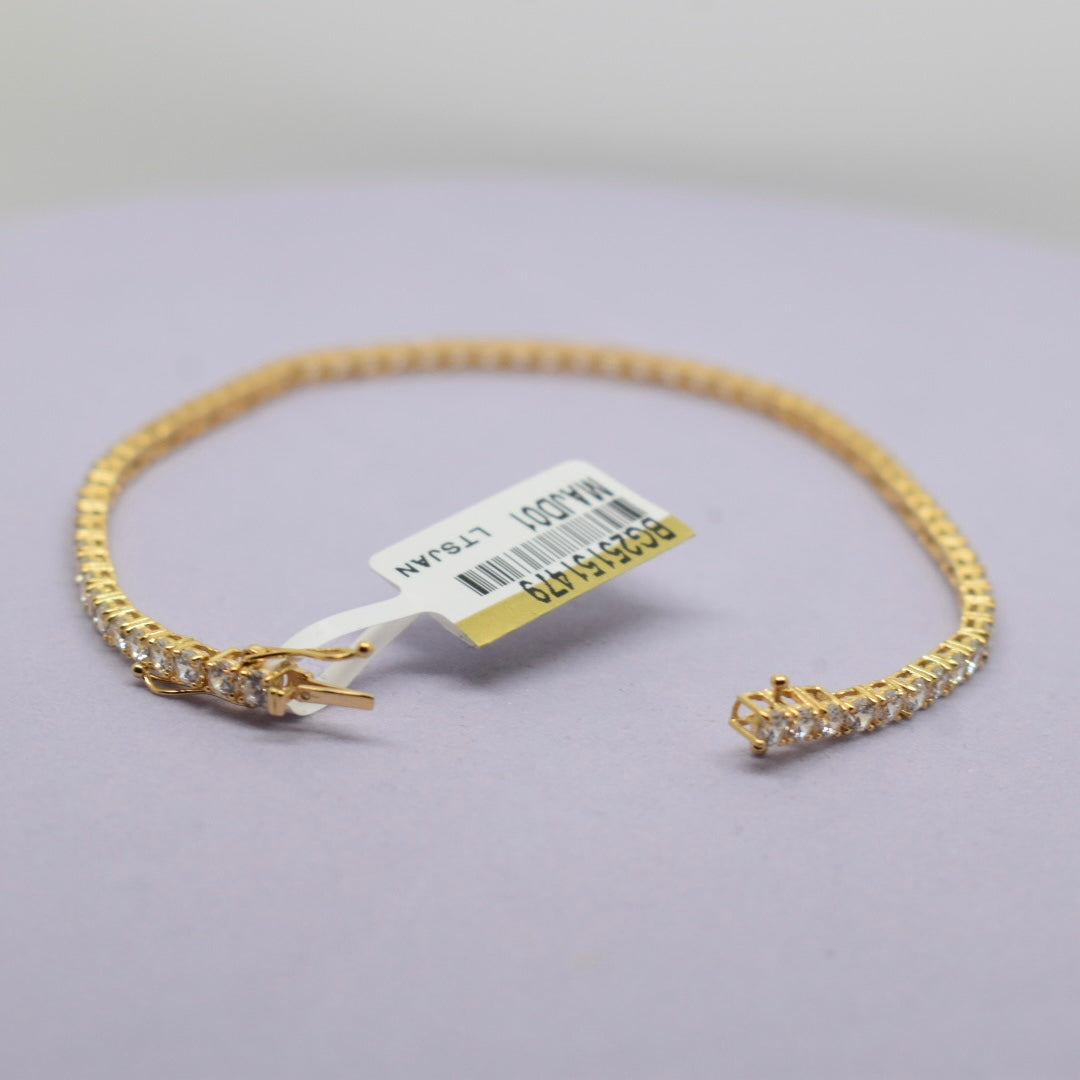 Real 18K Yellow Gold -  Tennis Bracelet