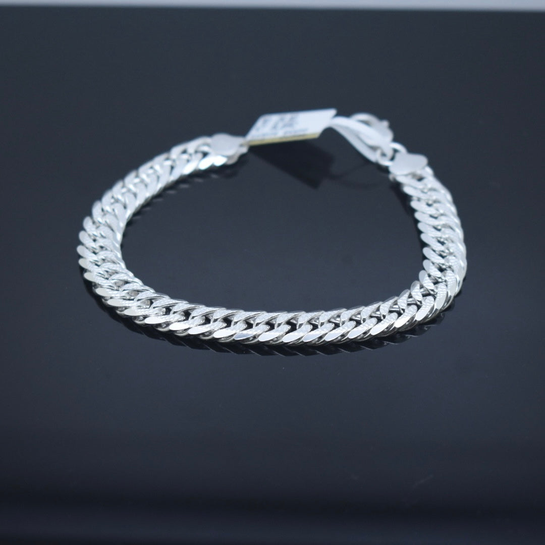 925 Sterling Silver - Thick Textured Curb Bracelet