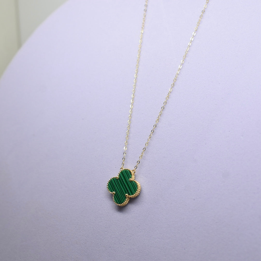 Real 18K Yellow Gold - SJVC Green 15mm Thin Chain Necklace