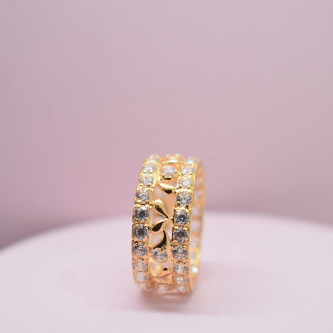 Real 21K Rose Gold - Zircon Engagement Band Ring