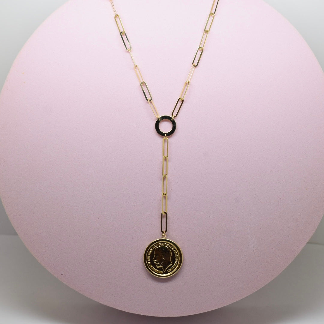 *LIMITED* 18K Gold - Long Paper Clip Coin Necklace